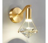 Wmmner Applique da Parete Moderna in Cristallo, Apparecchi Di Illuminazione a Led in Ottone 3W con Temperatura Di 3 Colori, Oro