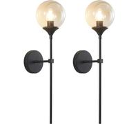 Wmmner Applique da Parete Moderne Di Metà Secoloset Di 2 Lampade da Parete a Globo in Vetro Ambrato con Lampada da Parete Industriale in Oro a Braccio Lungo Compatibile con il Corridoio Delle Scale De