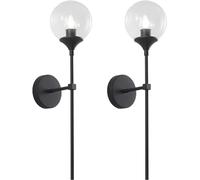 Wmmner Applique da Parete Moderne Di Metà Secoloset Di 2 Lampade da Parete a Globo in Vetro Ambrato con Lampada da Parete Industriale in Oro a Braccio Lungo Compatibile con il Corridoio Delle Scale De