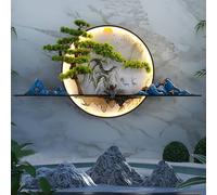 Wmmner Applique da Parete per Camera da Letto 3D Wall Art Decor Modern Wall Picture Lights Led Cinese Creative Landscape Pine Mural Lamp per la Casa Soggiorno Studio Camera da Letto Decor (D 47,2 * 23