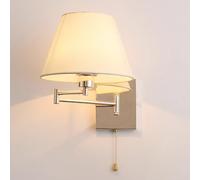 Wmmner Applique da Parete per Camera da Letto Lampada da Comodino Lampada da Parete con Interruttore a Trazione Lampade da Parete a Braccio Oscillante Camera da Letto Moderna con Paralume in Tessuto B
