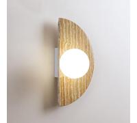 Wmmner Applique da Parete per Camera da Letto Lampada da Parete in Marmo Mezza Luna Semi Cerchio Pietra Vintage Travertino con Globo Paralume in Vetro Decorazione per Interni Illuminazione a Parete pe