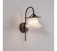 Wmmner Applique da Parete per Camera da Letto Vintage con Paralume a Fiore Bianco 1-Luce Illuminazione da Parete Moderna per Interni Cablata Retro Gooseneck Curved Rod Fixture per Comodino Camera da L