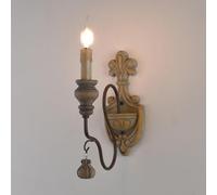 Wmmner Applique da Parete per Interni in Fattoria Vintage Bianca Candela a 2 Luci Illuminazione a Parete Di Campagna Francese Lampada da Parete da Corridoio in Legno Invecchiato Lampada da Parete Anti