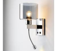 Wmmner Applique Industriale in Stile Rustico, Vetro Fumé Cromato, Lampada da Bagno, Lampada da Parete Moderna, Lampada da Lettura a Led con Interruttore On/Off, per Soggiorno