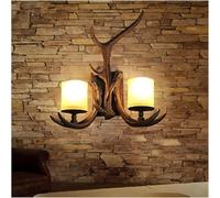 Wmmner Applique Rustica con Corna Di Cervo 2 Lampade da Parete in Resina con Corna Decorative Lampada da Bar in Stile Rustico per Soggiorno con Paralume in Vetro Smerigliato, Lampada da Soffitto/un Co