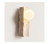 Wmmner Applique Rustica in Travertino Applique Wabi-Sabi in Pietra Naturale con Globo in Vetro Lampada da Parete Moderna e Minimalista, Bianco Caldo, per Camera da Letto, Soggiorno, Bagno, Corridoio,