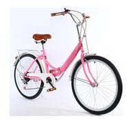 Wmmner Bicicletta Pieghevole da 24 Pollici Bicicletta da Città in Acciaio ad Alto Tenore Di Carbonio Bici da Strada per Giovani Bici a 7 Velocità per Studenti Impiegati Appassionati Di Biciclette Nero