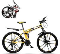Wmmner Bicicletta Pieghevole per Adulti, Ammortizzazione Idraulica da 26 Pollici da Corsa Fuoristrada, Forcella a Forma Di U Chiudibile a Chiave, Doppio Assorbimento Degli Urti, Velocità 21/24/27/30,