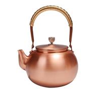 Wmmner Bollitore da Tè in Rame, Bollitore in Rame da 1,5 Litri con Manico Antiscivolo, Teiera in Rame Massiccio Fatta a Mano, Bollitore per Teiera in Rame Vintage Piano Cottura Piccola Teiera Bollitor