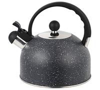 Wmmner Bollitore da Tè per Piano Cottura Teiera Bollitore in Acciaio Inossidabile Bollitore Bollitore con Presada Manico Ergonomico per Casa Cucina All'Aperto Teiera Nera da 2,5 Litri (Taglia Unica Ne
