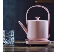 Wmmner Bollitore Elettrico Retrò in Acciaio Inossidabile - 600Ml 1200W Elegante Teiera per Uso Domestico e da Viaggio/Rosa