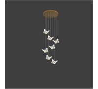 Wmmner Butterfly Compatible with Ladder Lights Compatible with Ladder Chandelier Loft Decor Interior Lighting Compatible with Stairs,Chandelier/Round7Heads