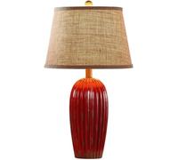 Wmmner Camera da Letto Lampada da Tavolo Moderna in Ceramica Verde Acqua Smalto Di Lino Fatto a Mano Tamburo Paralume Decorazione Lampada da Scrivania, Lampadario a Sospensione a Soffitto/Rosso