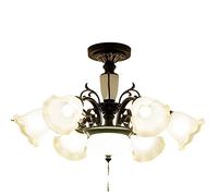 Wmmner Chandelier Garden Chandelier Simple Creative Living Room Dining Room Lamp European Mediterranean Wrought Iron Glass Art Chandelier Lamp Edison E27 Flush Mount Light/6 Luci