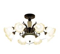 Wmmner Chandelier Garden Chandelier Simple Creative Living Room Dining Room Lamp European Mediterranean Wrought Iron Glass Art Chandelier Lamp Edison E27 Flush Mount Light/8 Luci