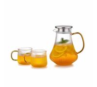 Wmmner Classic Glass Transparent Large Capacity Juice Kettle Water Pot Home Brewer With Handle Tea Set Container 1600Ml/56.3Oz Facile da Usare