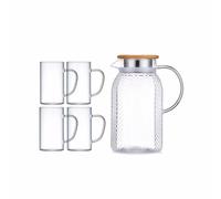 Wmmner Classic Home Glass Big Capacity Tea Kettle Cool Water Pot Conmaniglia Tea Maker Tea Set Contenitore Facile da Usare/con Tazza/1500Ml