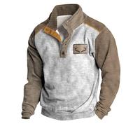 Wmmner Color Block Sweatshirts for Men Trendy Plus Size Quarter Zip Shirt Long Sleeve Casual Collared Tops Men's Deer Graphic Pullover/Bianco/Xl