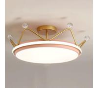 Wmmner Colorful Children's Room Panel Lamp Energy Saving Ceiling Lamp 3 Dimmable Led Ceiling Lighting Fixtures Household round Flush Lights for Kitchen,Bathroom,Garage,Living Room, Dining Room/Rosa