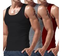 Wmmner Confezione da 3 Canotte da Uomo, Magliette Senza Maniche, Magliette Compressive, Magliette Slim Fit per Bodybuilding, Magliette Estive, Magliette Intime in Cotone/3 Pezzi 10/Xx