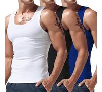 Wmmner Confezione da 3 Canotte da Uomo, Magliette Senza Maniche, Magliette Compressive, Magliette Slim Fit per Bodybuilding, Magliette Estive, Magliette Intime in Cotone/3 Pezzi 4/3Xl
