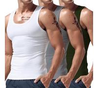 Wmmner Confezione da 3 Canotte da Uomo, Magliette Senza Maniche, Magliette Compressive, Magliette Slim Fit per Bodybuilding, Magliette Estive, Magliette Intime in Cotone/3 Pezzi 6/Xx