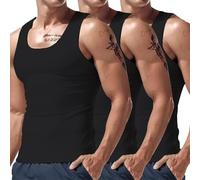 Wmmner Confezione da 3 Canotte da Uomo, Magliette Senza Maniche, Magliette Compressive, Magliette Slim Fit per Bodybuilding, Magliette Estive, Magliette Intime in Cotone/3 Pezzi 14/S