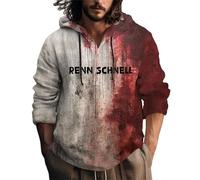 Wmmner Costumi Di Halloween per Uomo Felpe con Cappuccio Insanguinate "Problem Solved" in Cotone e Lino con 1/4 Di Bottoni e Maniche Lunghe/Felpe con Cappuccio Halloween Red5 da Uomo/3Xl