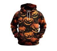 Wmmner Costumi Di Halloween per Uomo Felpe con Cappuccio Jack O' Lantern Magliette con Faccia Di Zucca con Tasca Felpe con Cappuccio a Maniche Lunghe/Felpe con Cappuccio Halloween Nere da Uomo/M