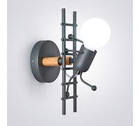 Wmmner Creativo Umanoidee Lampada da Parete Lampada da Parete per Interni Applique da Parete Moderna Luce Art Deco Ferro E27 Base per Camera da Letto, Camera Dei Bambini, Corridoio, Ristorante, Scala,