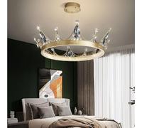 Wmmner Crown Series Nordic Crystal Lampada a Sospensione Camera da Letto Soggiorno Lampadario Di Lusso Principessa Rete per Bambini Lampada a Sospensione a Soffitto Rosso, Clear The New (Grigio Fumo)