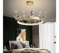 Wmmner Crown Series Nordic Crystal Lampada a Sospensione Camera da Letto Soggiorno Lampadario Di Lusso Principessa Rete per Bambini Lampada a Sospensione a Soffitto Rosso, Clear The New (Grigio Fumo)
