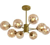 Wmmner D Glass Bubble Cluster Lampada da Soffitto Sputnik con Faretto a Led Ambra Black Ball Mid Century Modern Lampada a Sospensione, (L100Cm Ambra)/L87 cm/Ambra