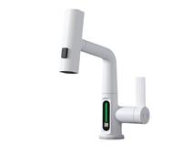 Wmmner Display Digitale Rubinetto da Cucina Pull Down Miscelatore per Lavello a Cascata con Rubinetto a Spruzzo per Acqua Calda Eda per Bagno Bar Casa Colonica Lavanderia Finitura Argento/Bianco con S