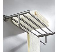 Wmmner Elegante Set Di Accessori da Bagno Grigi - Porta Scopino in Ottone, Porta Carta Igienica, Porta Asciugamanihelf, Portasapone per Doccia, Gancio da Parete e Portasciugacapelli - Completa il Tuo