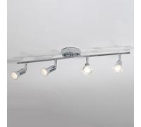 Wmmner Faretto da Soffitto a 4 Luci Kit Di Illuminazione a Binario Fisso Cromato Applique da Parete Regolabile Faretti Direzionali Rotanti Lampada D'Accento per Galleria Corridoio Esposizione Di Opere