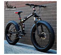 Wmmner Fat Tire Mountain Bike 26 Pollici Dual Sospensione per Uomini Donne, Bici da Montagna Pieghevole per Adulti con Freni a Disco Meccanici, Mountain Bike in Acciaio ad Alto Tenore Di Carbonio, Gia
