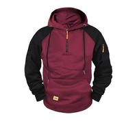 Wmmner Felpa con Cappuccio da Uomo Pullover Color Block Maglione con Zip a un Quarto Felpe con Cappuccio e Tasche Multiple Felpe con Cappuccio Autunno-Inverno Maglioni Dalla Vestibilità Comoda Felpe S