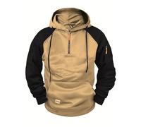Wmmner Felpa con Cappuccio da Uomo Pullover Color Block Maglione con Zip a un Quarto Felpe con Cappuccio e Tasche Multiple Felpe con Cappuccio Autunno-Inverno Maglioni Dalla Vestibilità Comoda Felpe S