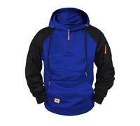 Wmmner Felpa con Cappuccio da Uomo Pullover Color Block Maglione con Zip a un Quarto Felpe con Cappuccio e Tasche Multiple Felpe con Cappuccio Autunno-Inverno Maglioni Dalla Vestibilità Comoda Felpe S