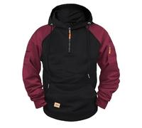 Wmmner Felpa con Cappuccio da Uomo Pullover Color Block Maglione con Zip a un Quarto Felpe con Cappuccio e Tasche Multiple Felpe con Cappuccio Autunno-Inverno Maglioni Dalla Vestibilità Comoda Felpe S