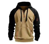 Wmmner Felpa con Cappuccio da Uomo Quarter Zip Maniche a Contrasto Personalizzate Fit Loose Fit Pocket Autunno e Inverno Manica Lunga Uscire Vacanze Sport Attivi Felpe Comode/Kaki/L