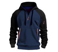 Wmmner Felpa con Cappuccio da Uomo Quarter Zip Maniche a Contrasto Personalizzate Fit Loose Fit Pocket Autunno e Inverno Manica Lunga Uscire Vacanze Sport Attivi Felpe Comode/Navy/3Xl