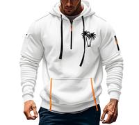 Wmmner Felpe con Cappuccio da Uomo con Zip a 1/4, Cappuccio con Palmo e Tasche Multiple Pullover a Maniche Lunghe Felpe Militari Tattiche/Felpa con Cappuccio e Zip a un Quarto da Uomo Bianca/Xxl