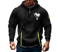 Wmmner Felpe con Cappuccio da Uomo con Zip a 1/4, Cappuccio con Palmo e Tasche Multiple Pullover a Maniche Lunghe Felpe Militari Tattiche/Felpa con Cappuccio e Zip a un Quarto Nera da Uomo/Xxl