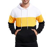 Wmmner Felpe con Cappuccio da Uomo Felpe con Cappuccio Patchwork Color Block Casual Felpa con Cappuccio 2025 Autunno Pullover a Maniche Lunghe/Felpe con Cappuccio Nere da Uomo/L
