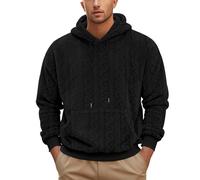 Wmmner Felpe con Cappuccio da Uomo Felpe in Pile Morbido con Cappuccio Sherpa Felpe Autunnali Calde con Tasca Pullover a Maniche Lunghe/Felpe con Cappuccio Nere da Uomo/S