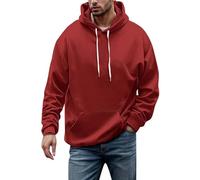 Wmmner Felpe con Cappuccio da Uomo Pullover a Maniche Lunghe con Cappuccio Testurizzato e Tasca Felpe con Cappuccio con Coulisse per L'Autunno 2025/Felpe Rosse da Uomo/6Xl