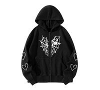 Wmmner Felpe con Cappuccio Grafiche per Uomo Moda Camicie a Maniche Lunghe con Stampa Animale Felpa con Cappuccio Casual con Zip Taglie Forti da Uomo/Nero/5Xl
